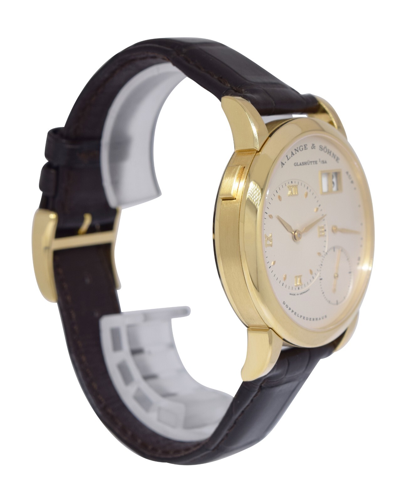 A. Lange & Sohne Lange 1 Yellow Gold Silver Ivory Dial 38.5mm Watch 101.021