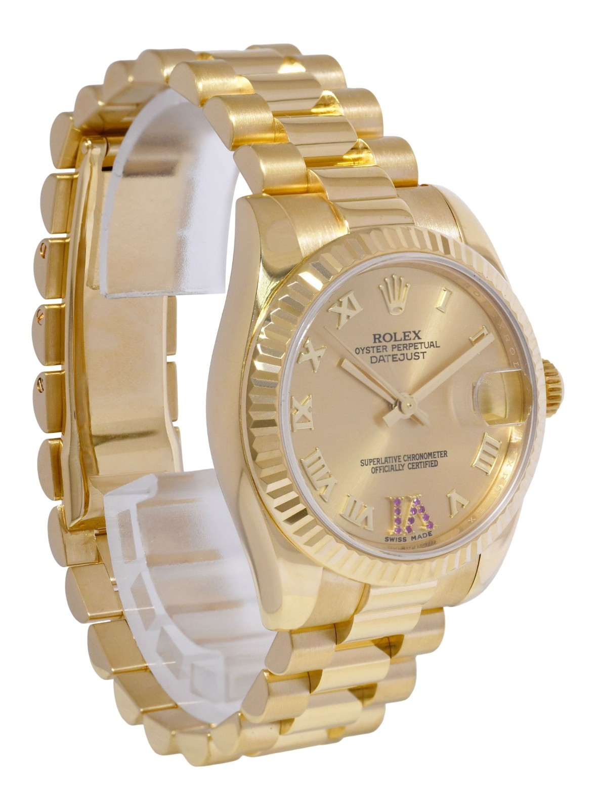 Rolex Datejust President 18k Yellow Gold Ruby VI Ladies 31mm Watch +Card 178278