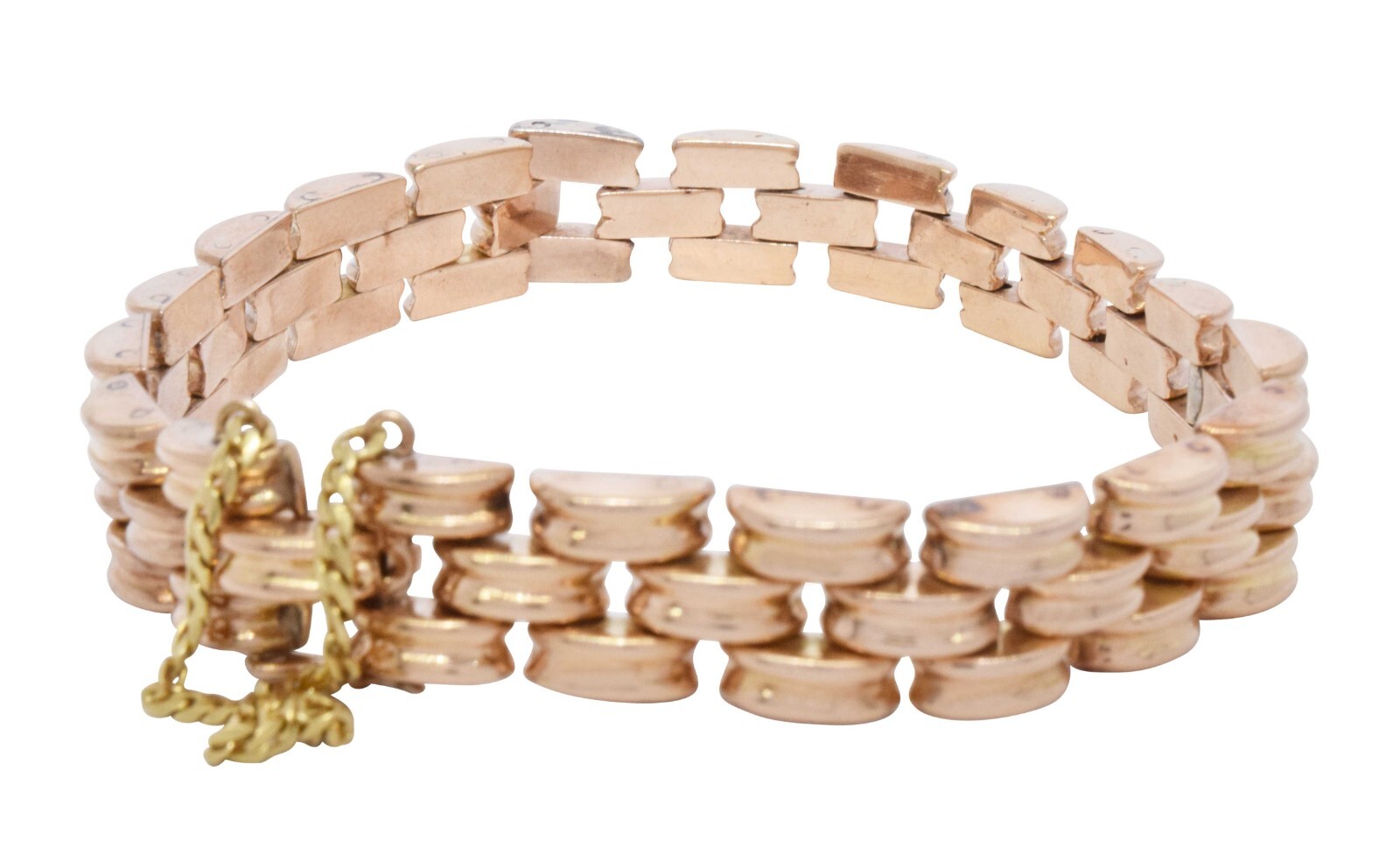 14K Rose Gold Panther Link Style Bracelet 8 inches