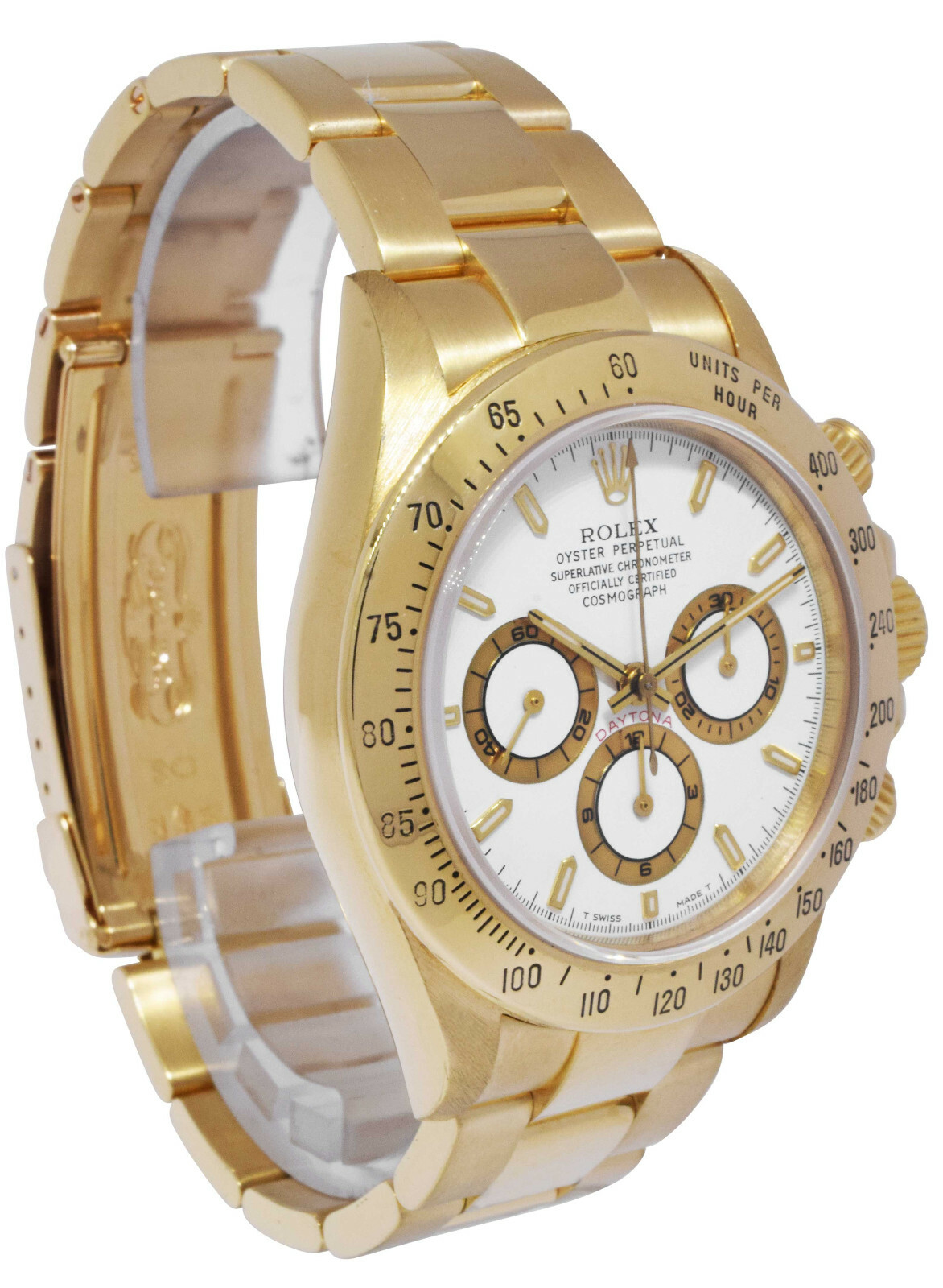 Rolex Daytona Z Movt. Chronograph 18k YG White Dial Mens 40mm Watch /Box  16528