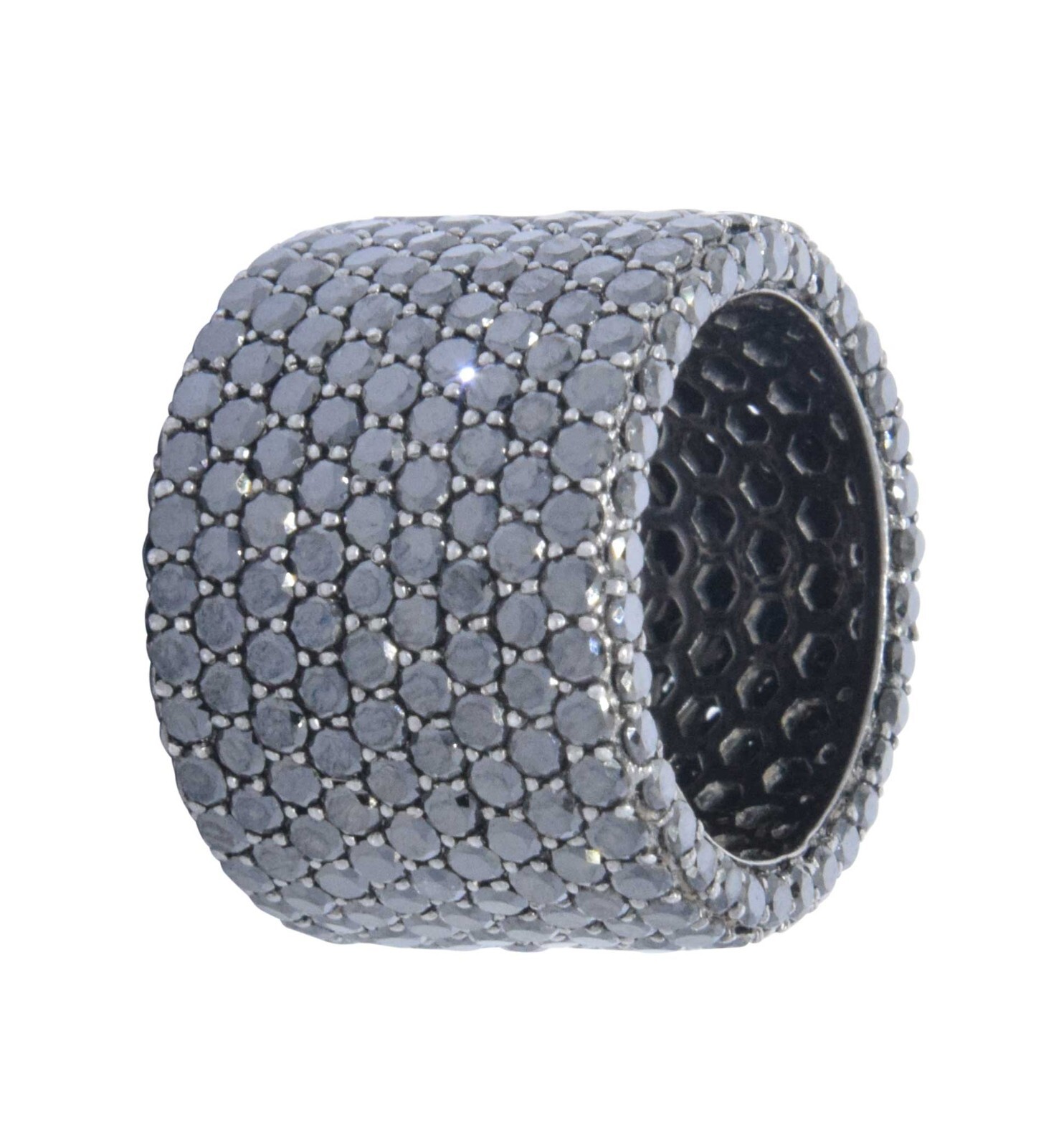 11.00 Carat Black Diamond in 14k White Gold Ring Size 4.5