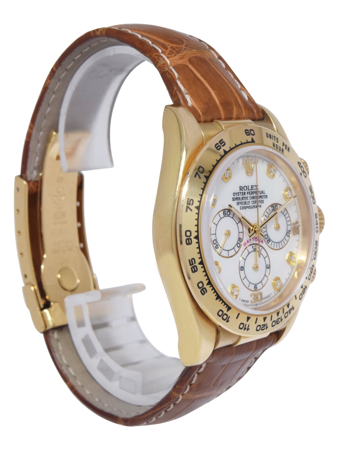 Rolex Daytona Chronograph 18k Yellow Gold MOP Diamond Mens 40mm Watch U 16518