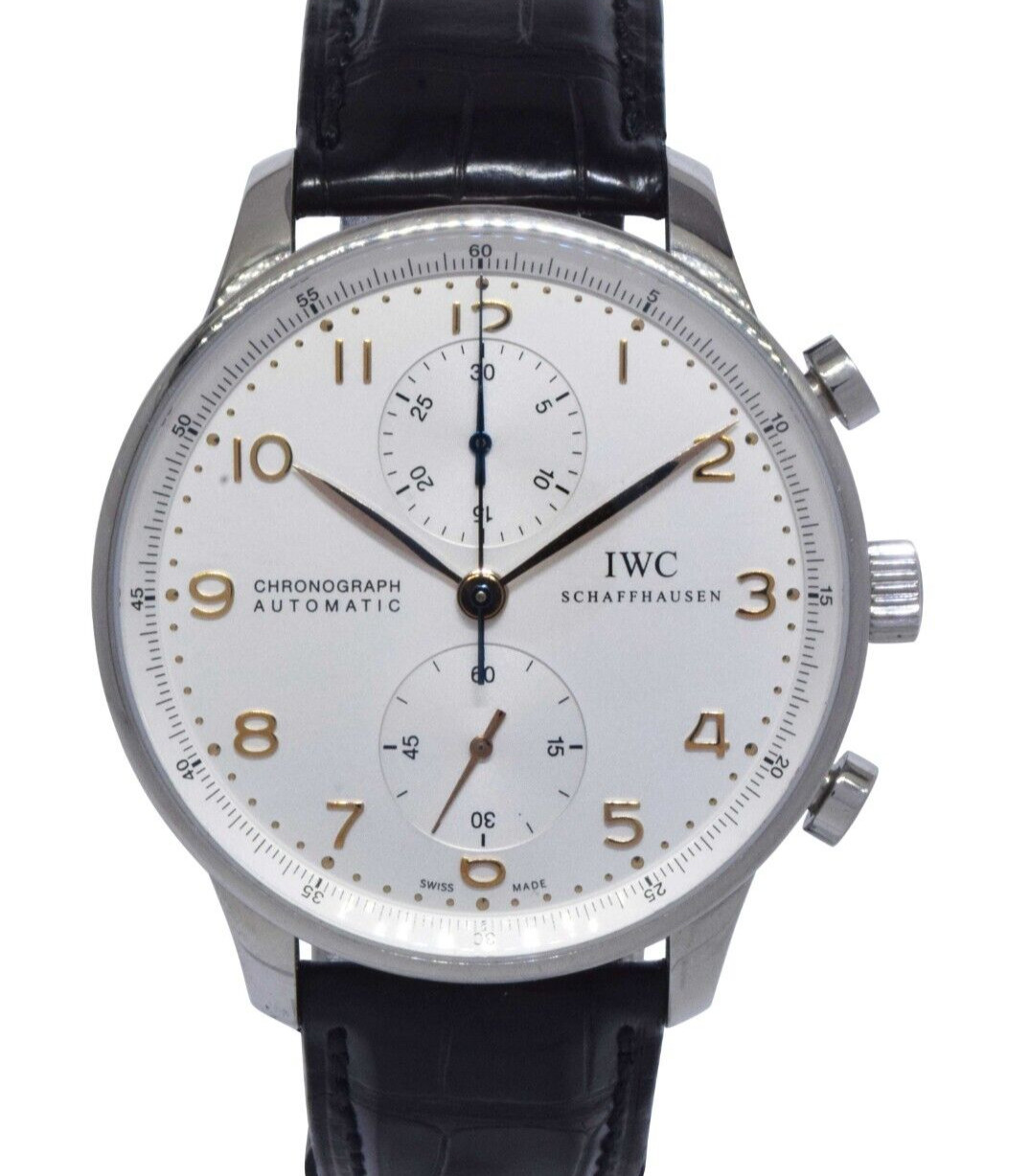 IWC Portuguese Chronograph 3714 Steel Silver Dial 41mm Automatic Watch IW3714