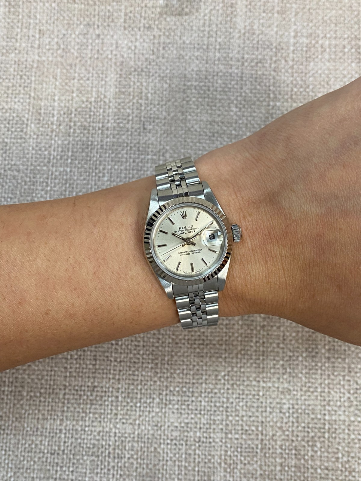Rolex Datejust Steel/18k WG Bezel Silver Dial Ladies 26mm Watch W 69174