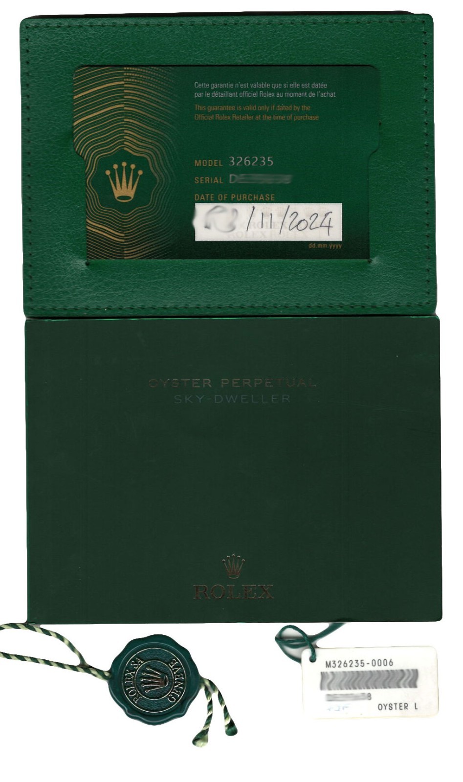 Rolex Sky-Dweller 18k Rose Gold Slate Oysterflex 42mm Watch B/P '24 326235