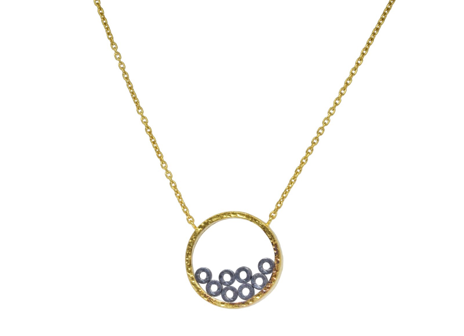 Ladies Pendant 8 Floating Diamonds 18k Gold 16" Chain