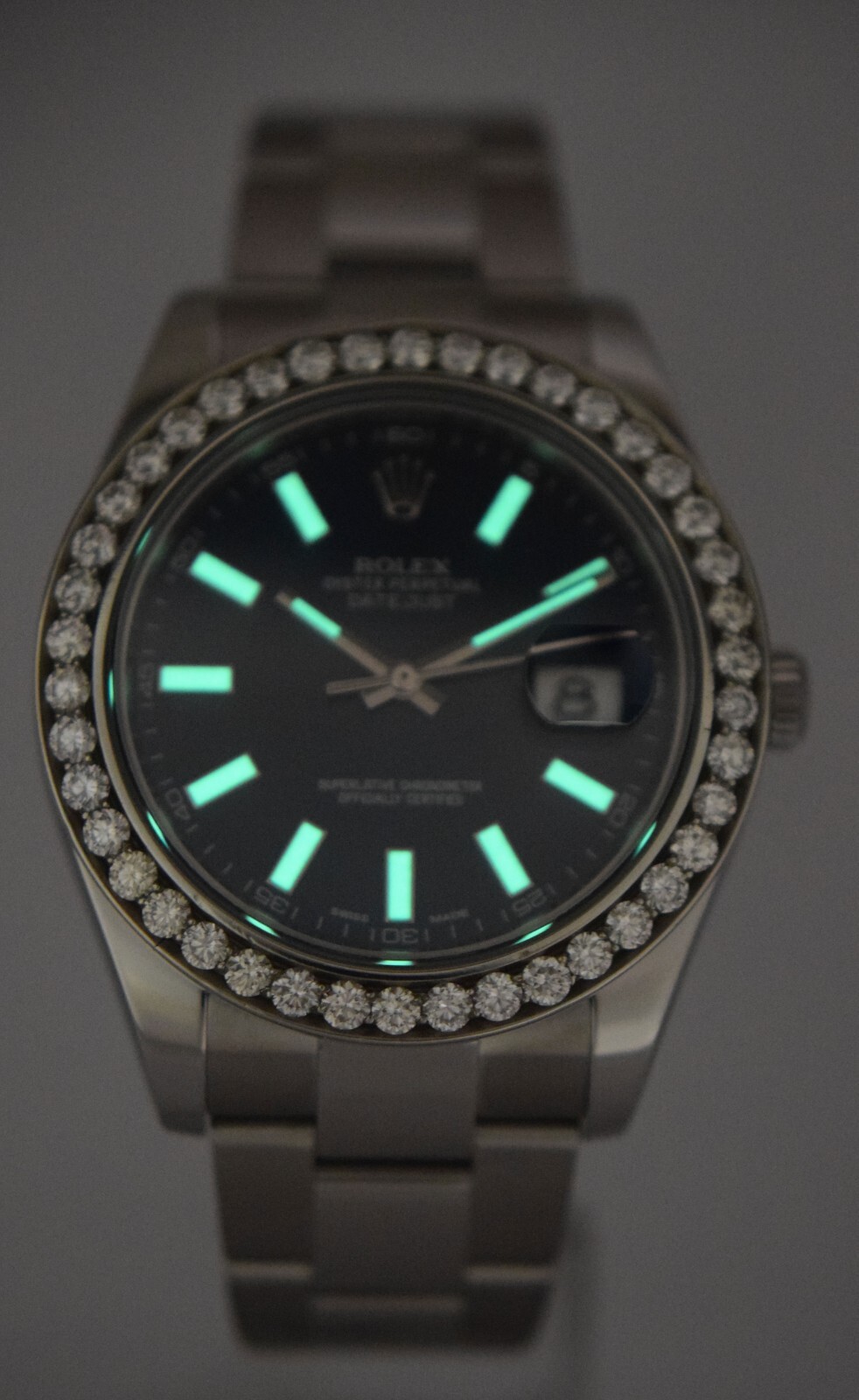 Rolex Datejust II Steel Blue Dial & Diamond Bezel 41mm Watch +Card '15 116300