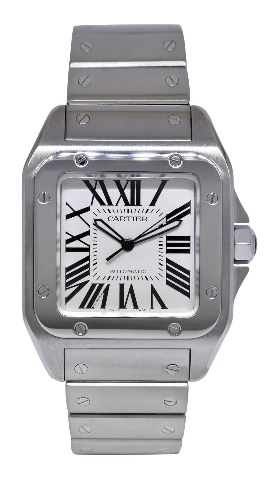 Cartier Santos 100 Large Steel Silver Dial Mens Automatic Watch W200737G 2656