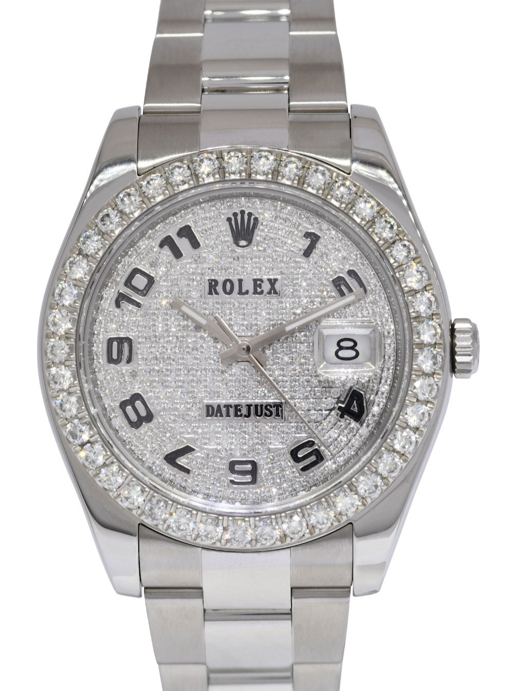 Rolex Datejust II Steel Pave Diamond Dial/Bezel Arabic 41mm Oyster Watch 116300 Rolex Datejust II Steel Pave Diamond Dial/Bezel Arabic 41mm Oyster Watch 116300