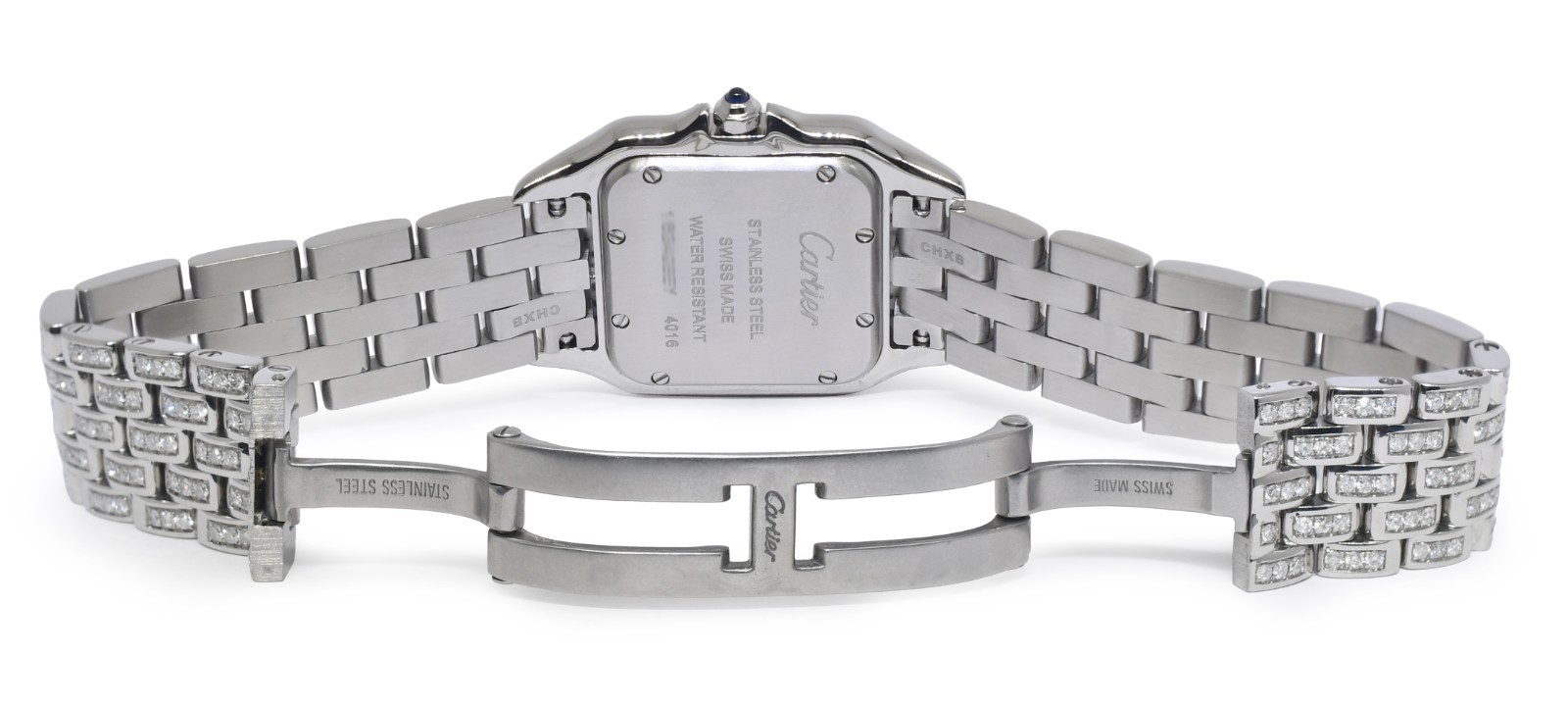 Cartier Panthere Medium Steel & Pave Diamond Quartz Watch WSPN0007 +CARD 4016