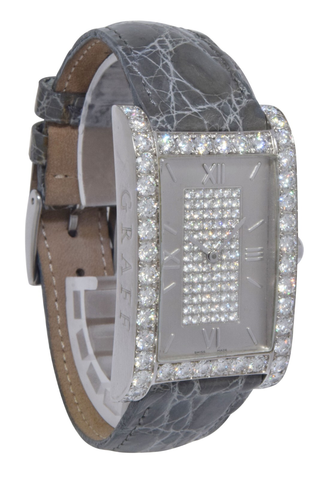 Graff G XXVIII 18k White Gold & Diamond Dial Bezel Ladies Quartz Watch