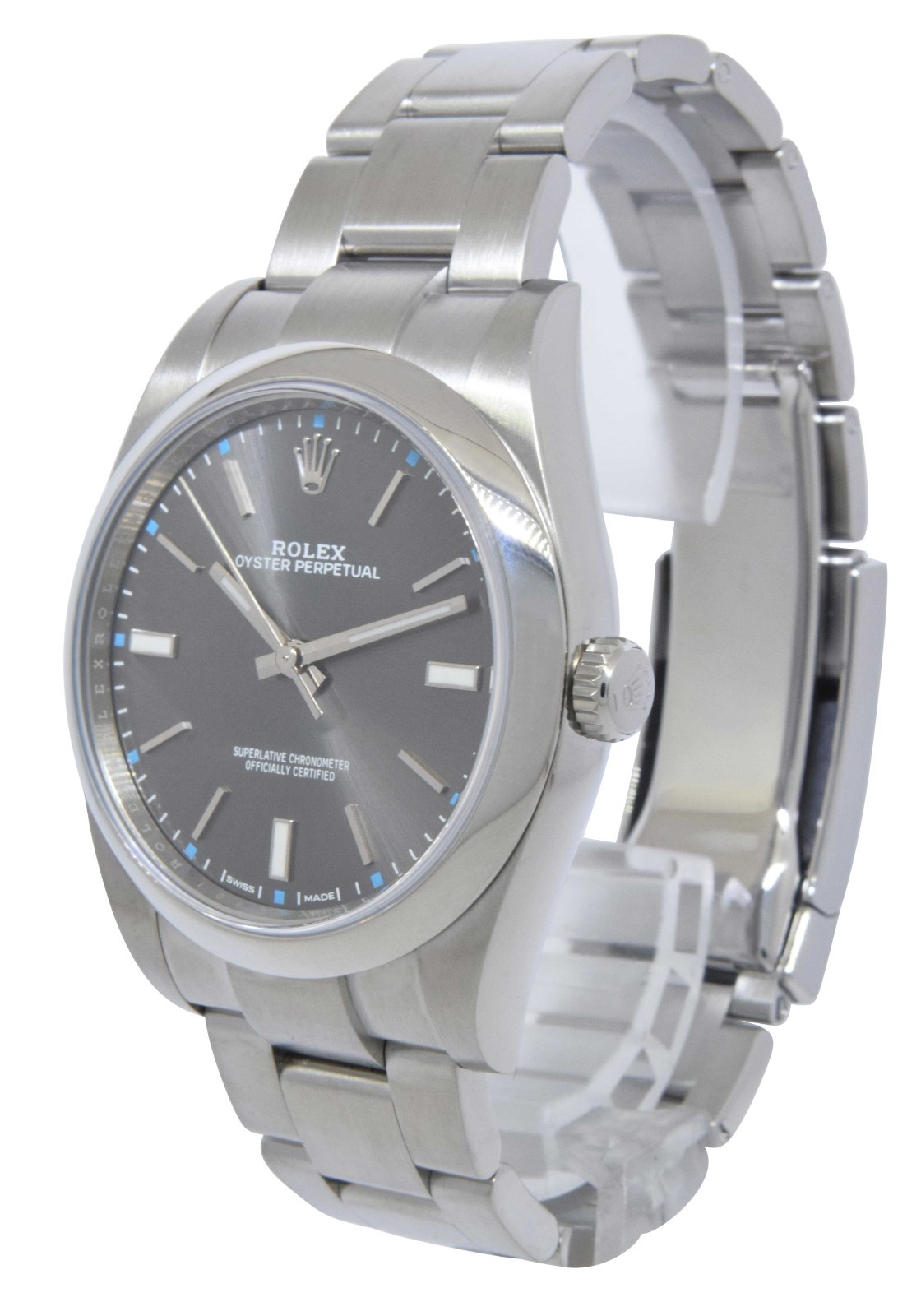 Rolex Oyster Perpetual 39 Steel Rhodium Dial Mens Watch Box/Papers '19 114300