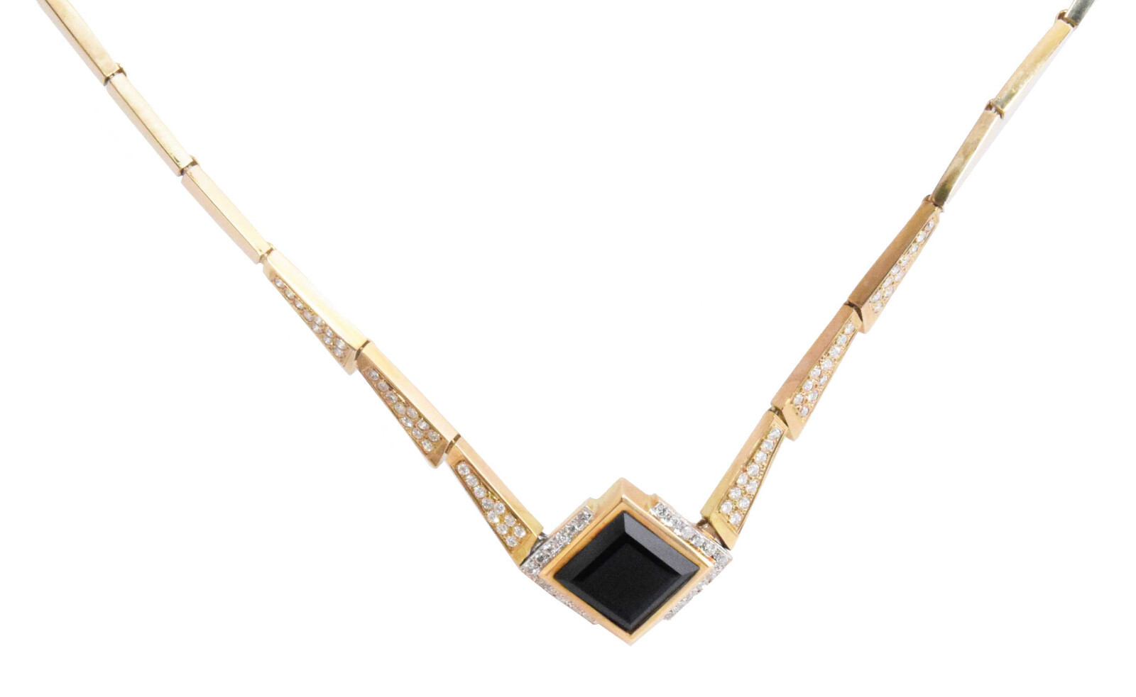 Necklace 14k Yellow Gold Onyx & 2.10 Carat Diamond Necklace 14k Yellow Gold Onyx & 2.10 Carat Diamond