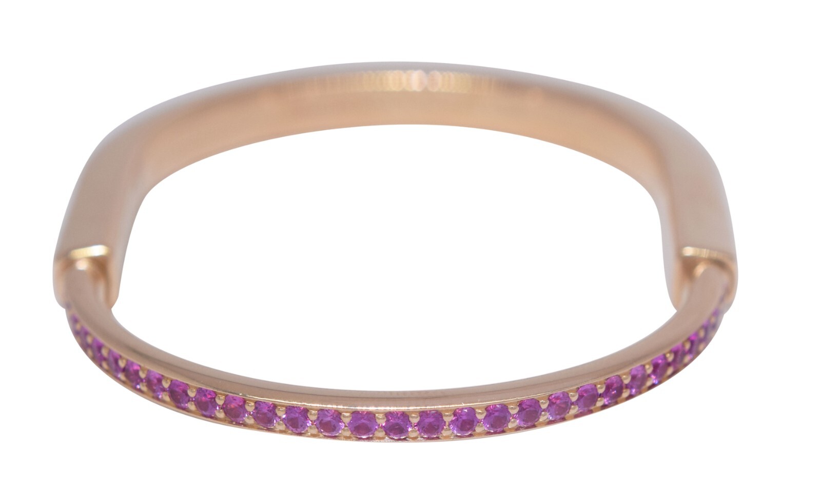 Tiffany & Co. Tiffany Lock Bangle 18k Rose Gold Pink Sapphires Bracelet Medium Tiffany & Co. Tiffany Lock Bangle 18k Rose Gold Pink Sapphires Bracelet Medium