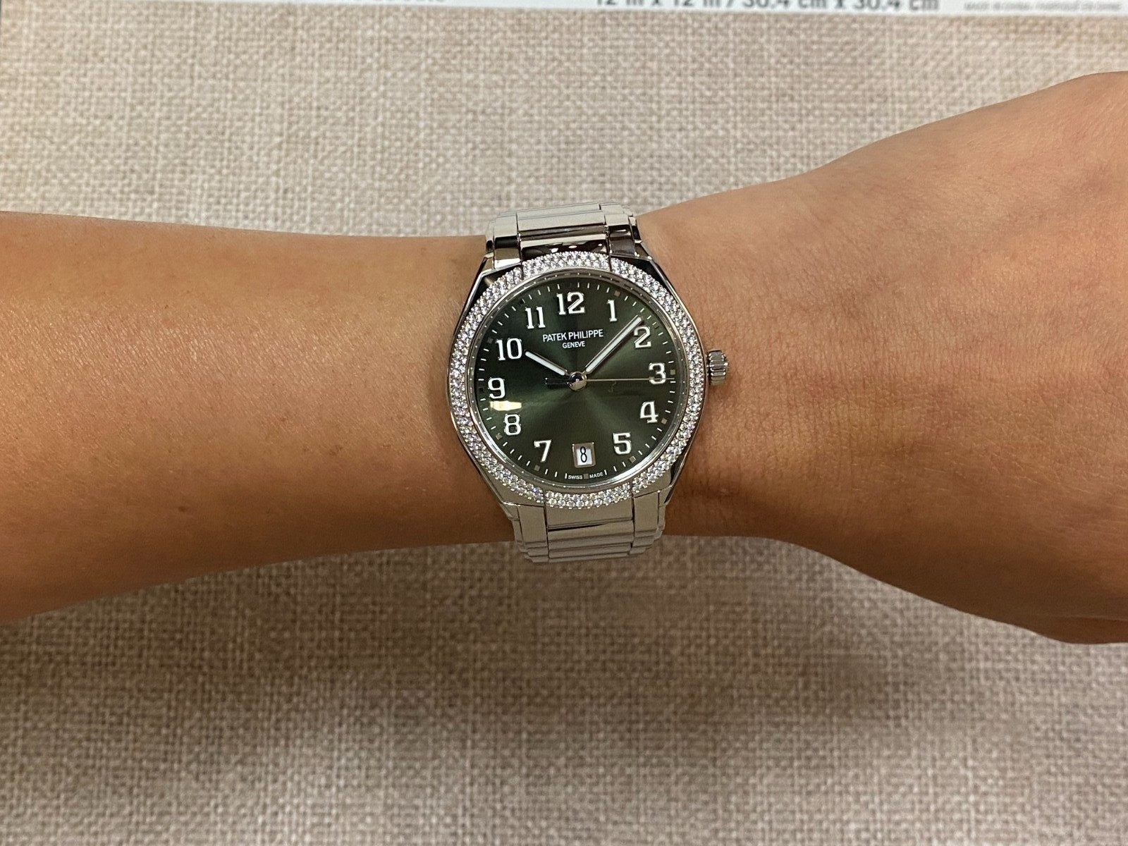 Patek Philippe Twenty~4 Steel & Diamond Olive Green Ladies Watch 7300/1200A-011
