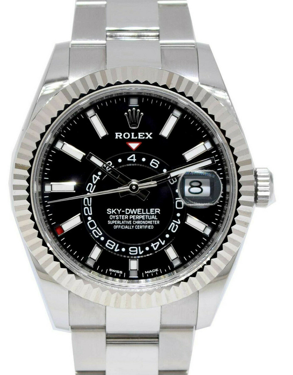Rolex Sky-Dweller 18k Gold & Steel Black Dial 42mm Watch Box/Papers '19 326934