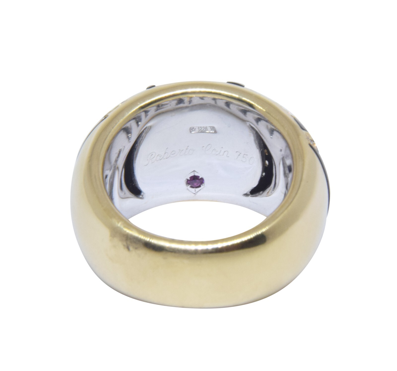 Roberto Coin 18k Yellow Gold Diamond & Black Enamel Ring Size 6 / 51 EU