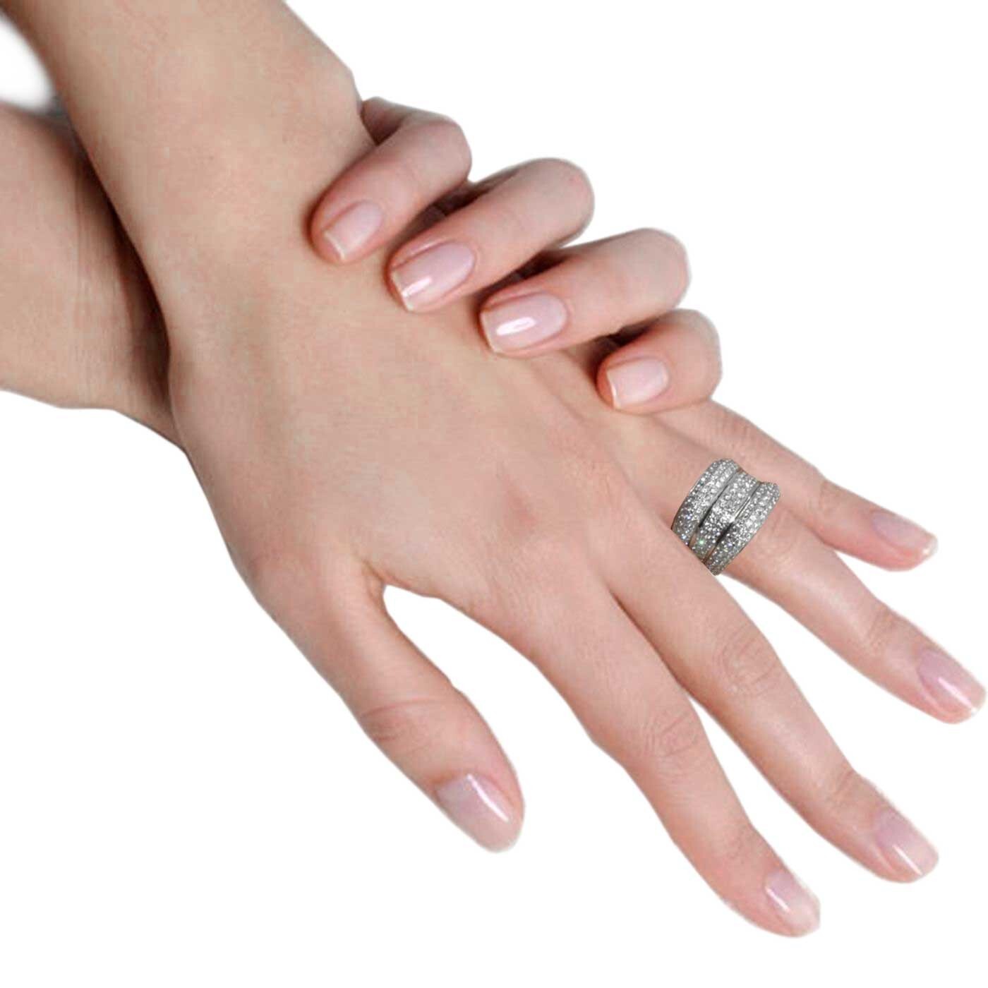 Chopard La Strada 18k White Gold Pave Diamond Ladies Ring Size 7 +Box 82/8478