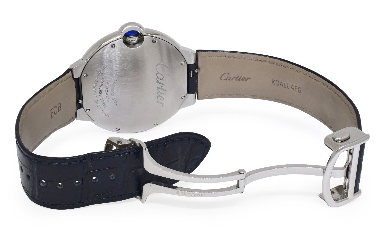 Cartier Ballon Bleu 42mm Steel Blue Dial Mens Automatic Watch WSBB0027 3765