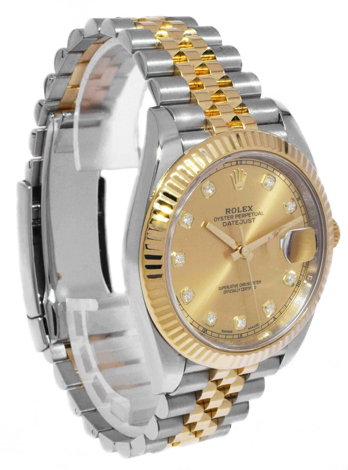 Rolex Datejust 41 Yellow Gold/Steel Champagne Diamond Dial Jubilee Watch 126333