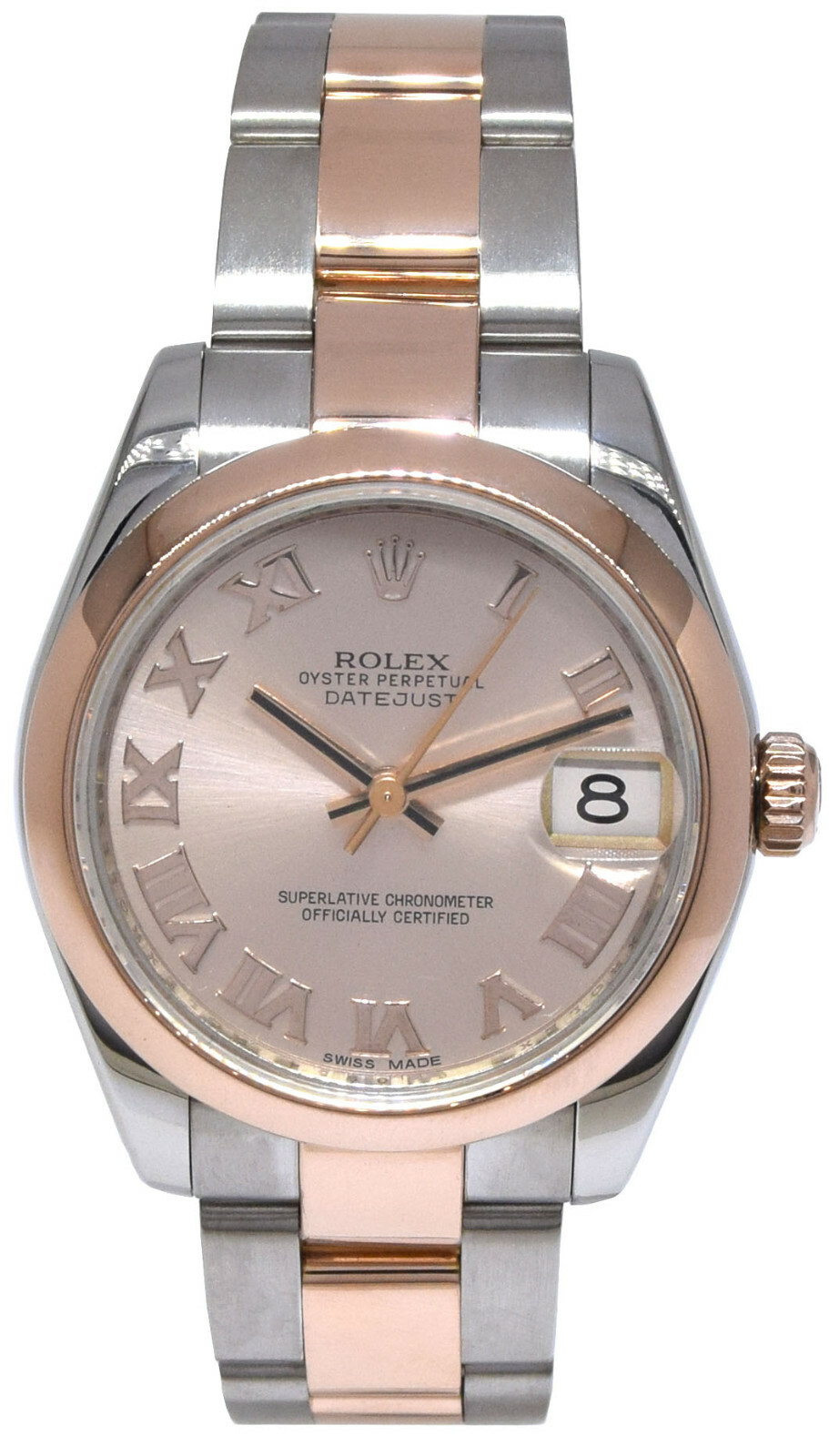 Rolex Datejust 31 18k Rose Gold/Steel Ladies Watch Pink Roman Dial 178241