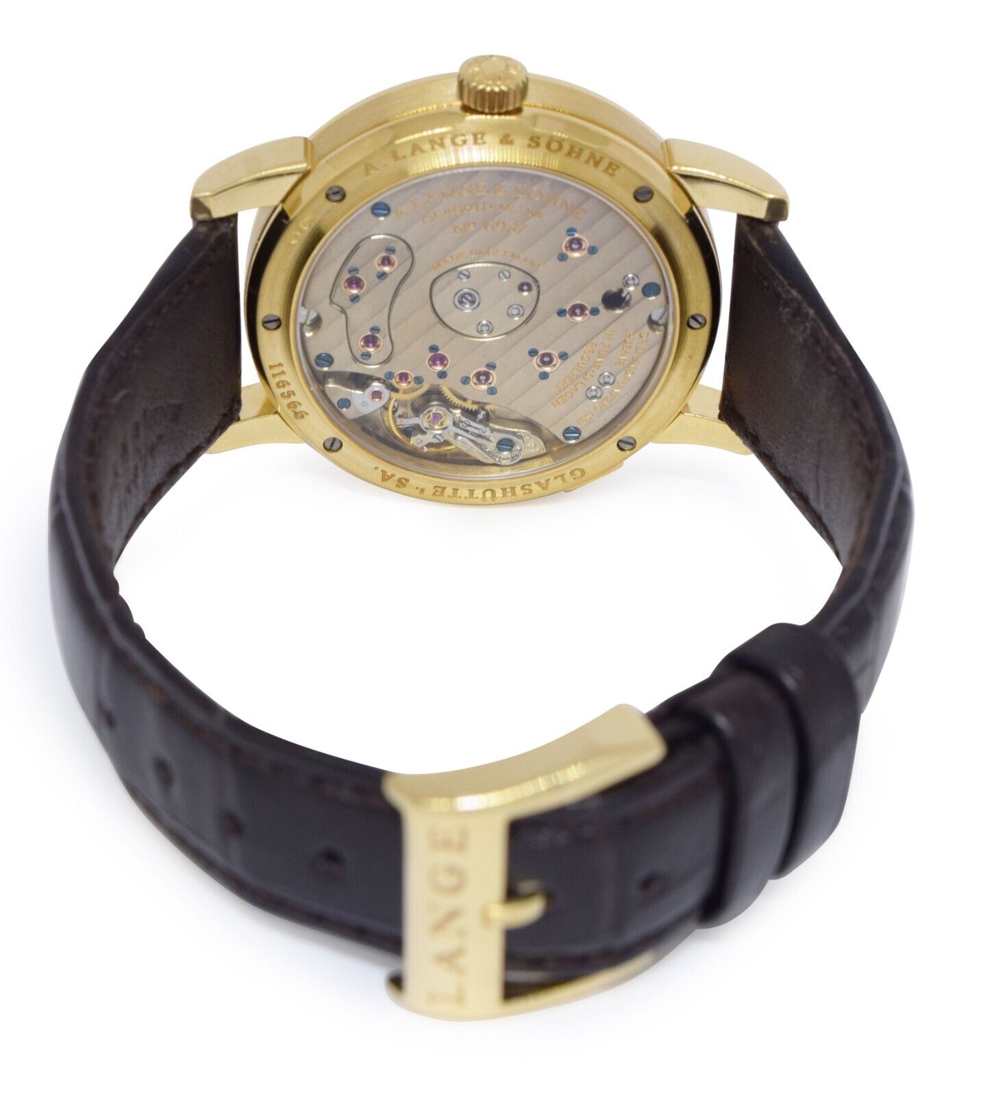 A. Lange & Sohne Lange 1 Yellow Gold Silver Ivory Dial 38.5mm Watch 101.021