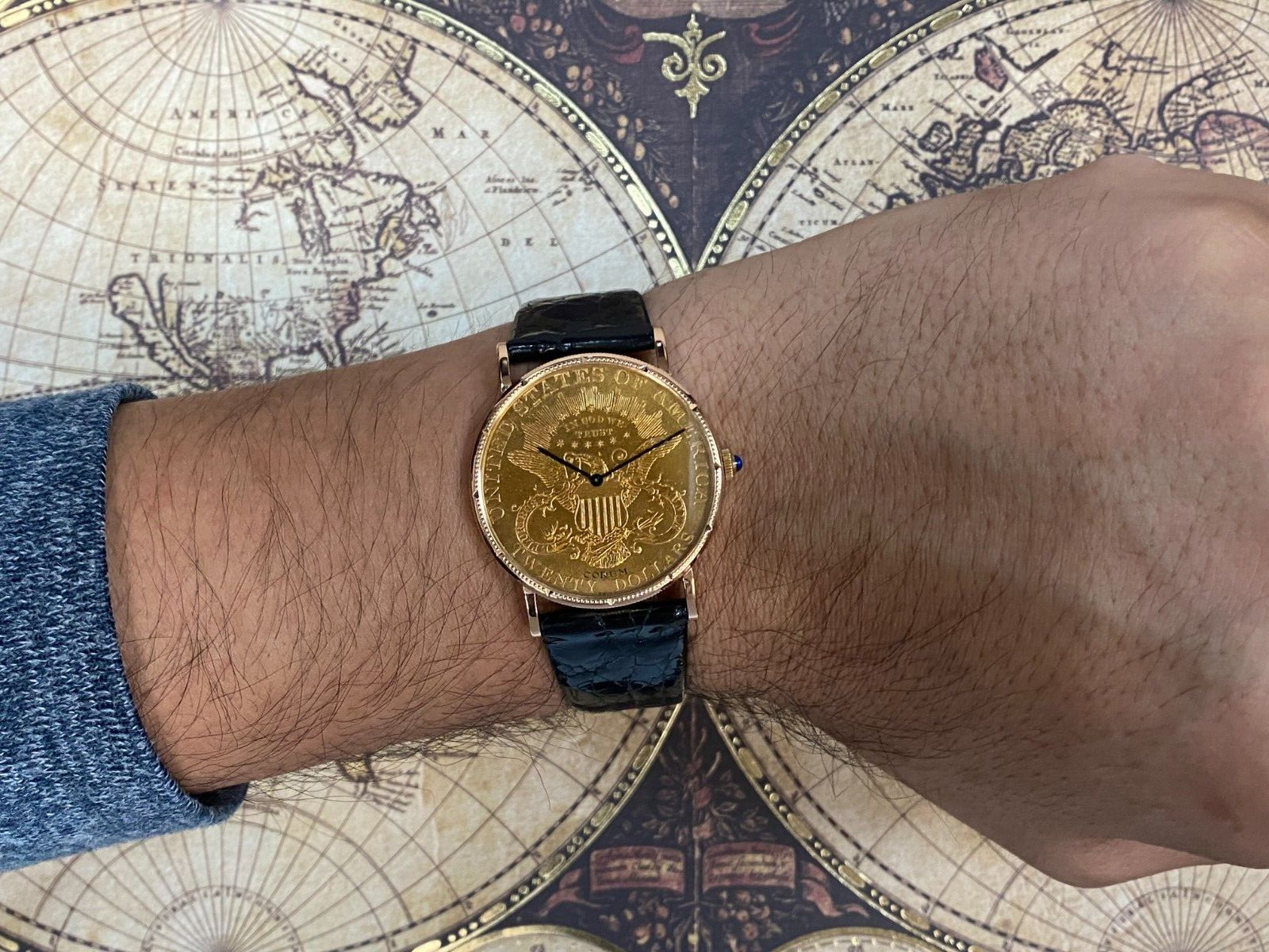 CORUM $20 US Coin Double Eagle 22k Yellow Gold Mens 34.5mm Manual Watch 1879