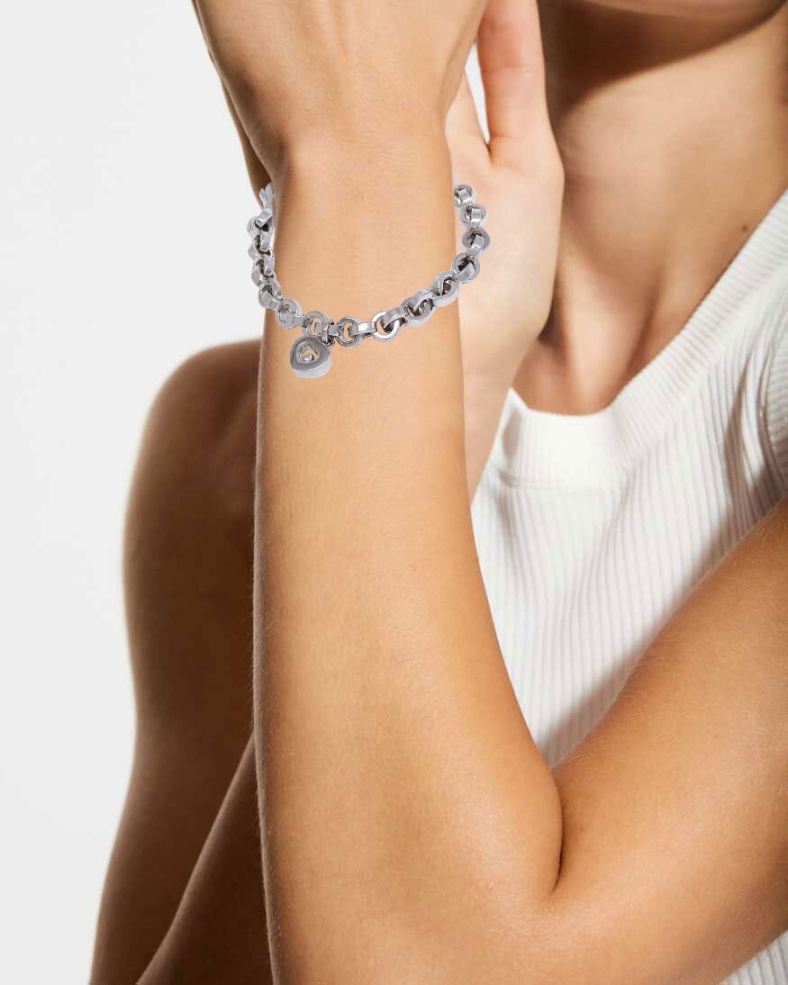Chopard Happy Diamonds 18k White Gold Link Bracelet +Certificate 85/3468-20