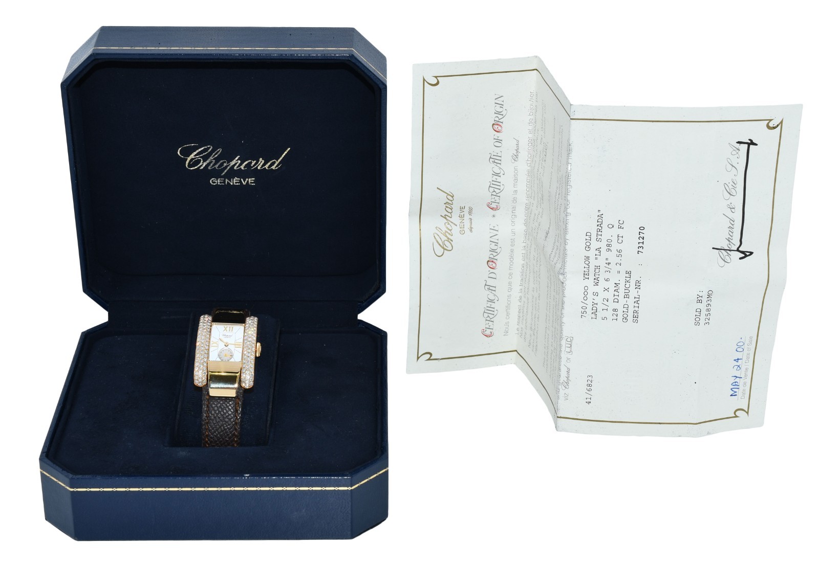 Chopard La Strada 18k Yellow Gold Diamond Ladies Quartz Watch Box/Papers 41/6823
