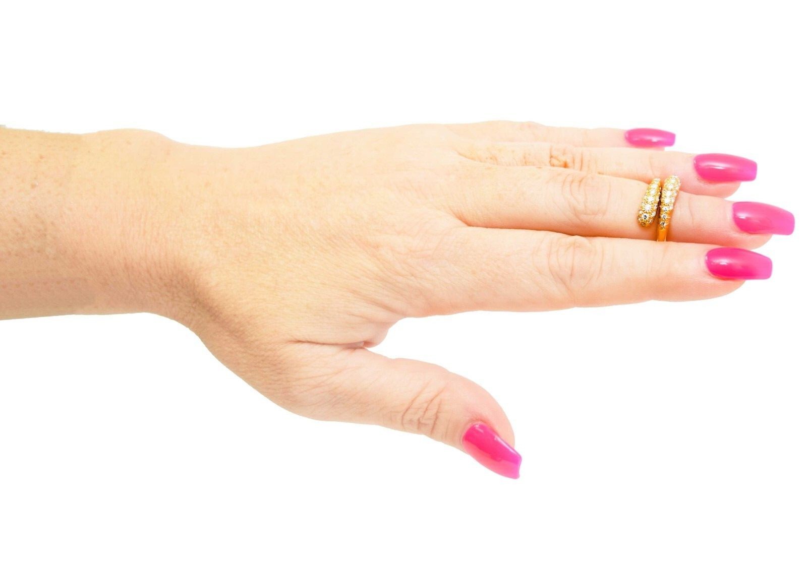 0.65ct Pave Diamond Bypass 18k Yellow Gold Ladies Ring Size 3.5