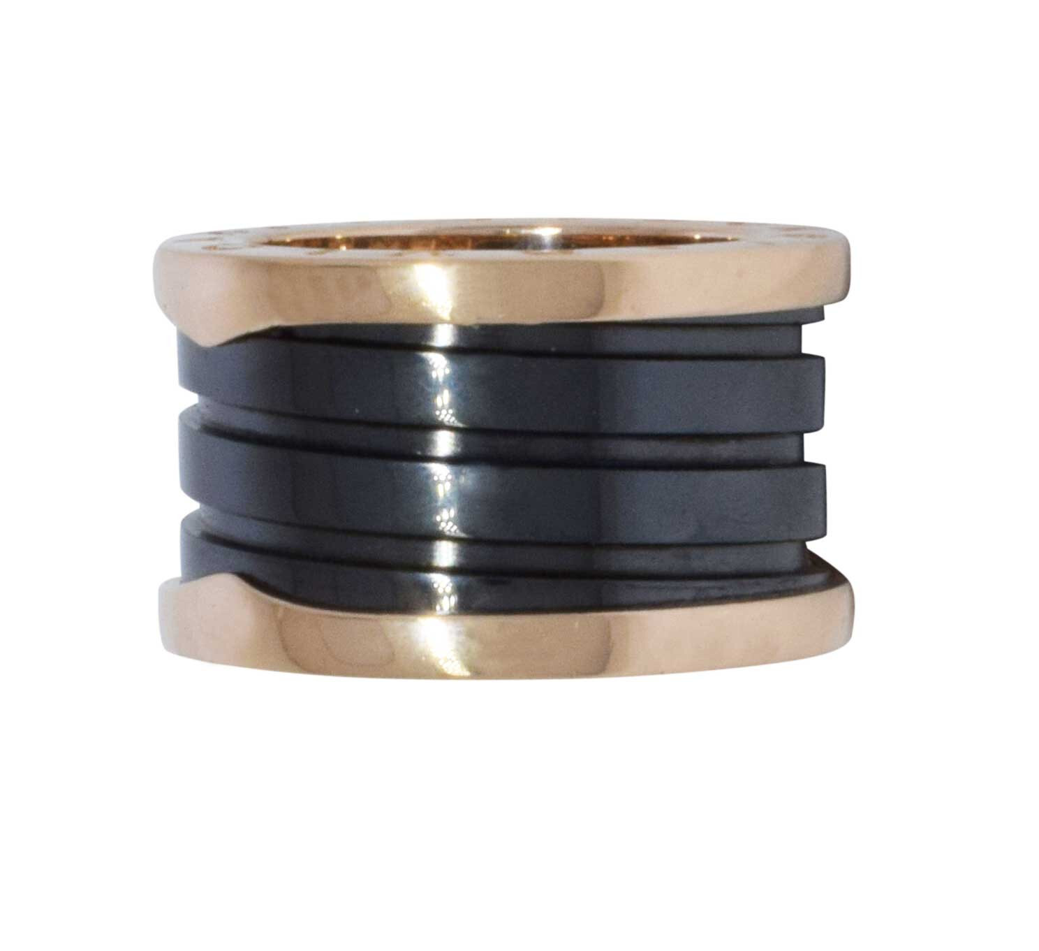 Bvlgari B.Zero1 18k Rose Gold & Black Ceramic Four Band Ring Size 47 B/P 345845