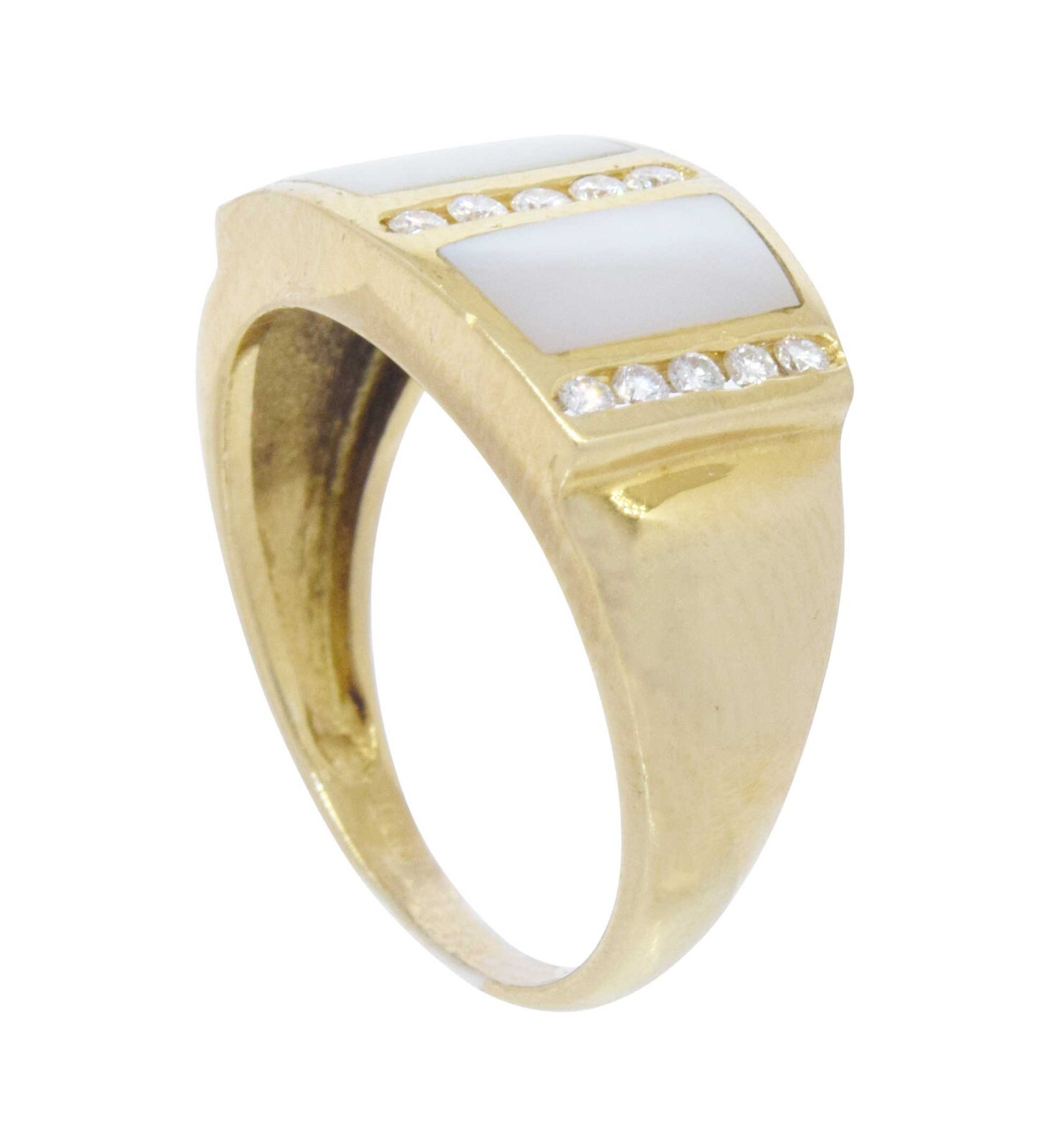 Ladies 18K Yellow Gold MOP and Diamond "Denior" Ring