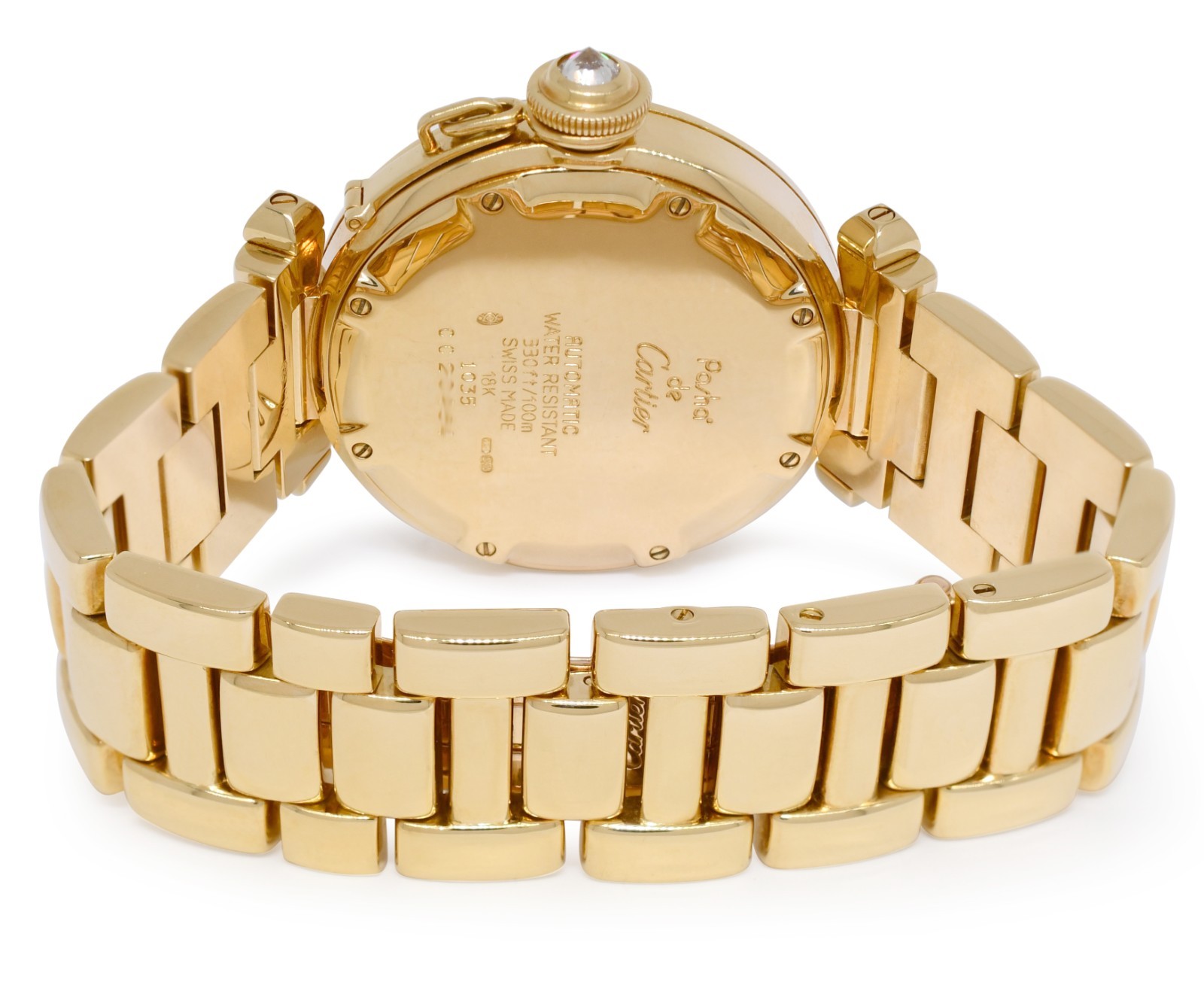 Cartier Pasha 18k Yellow Gold & Diamond Bezel Ladies 35mm Watch W30134H9 1035