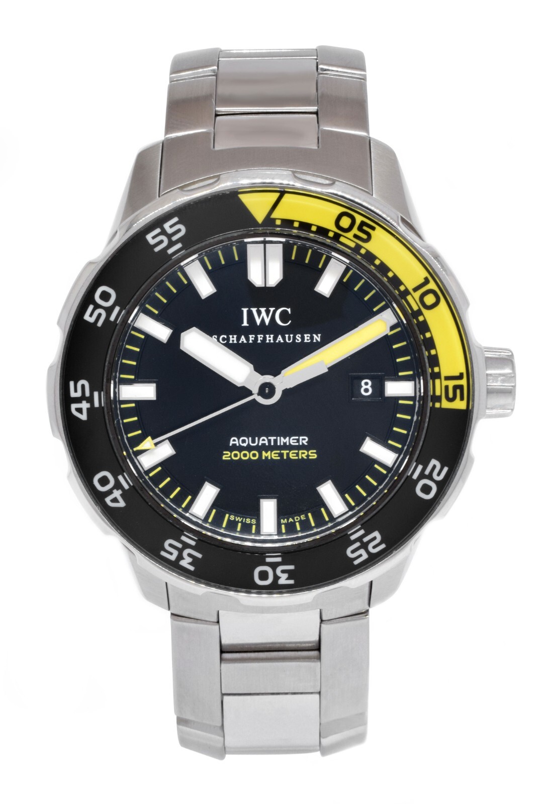IWC Aquatimer 2000 Steel Black/Yellow Mens 44mm Watch 3568 IW356801