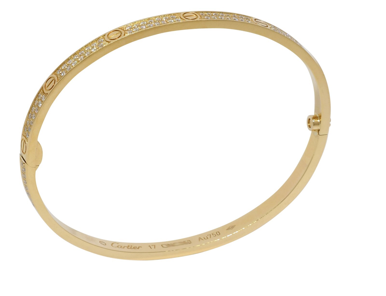 Cartier Love Bracelet Small Size 17cm 18k Yellow Gold Pave Diamond B/P N6726417