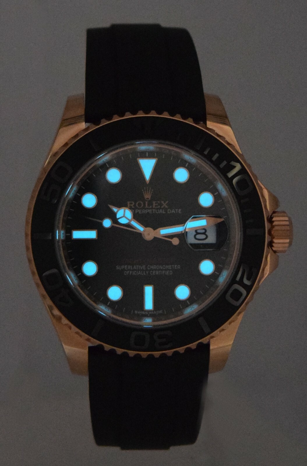 Rolex Yacht-Master 40 18k RG Oysterflex Black Dial Mens Watch B/P '15 116655