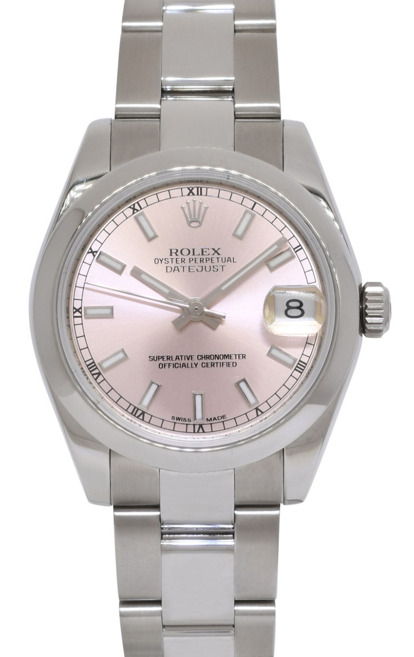Rolex Datejust Steel Pink Dial Oyster Bracelet Ladies 31mm Watch +Card 178240
