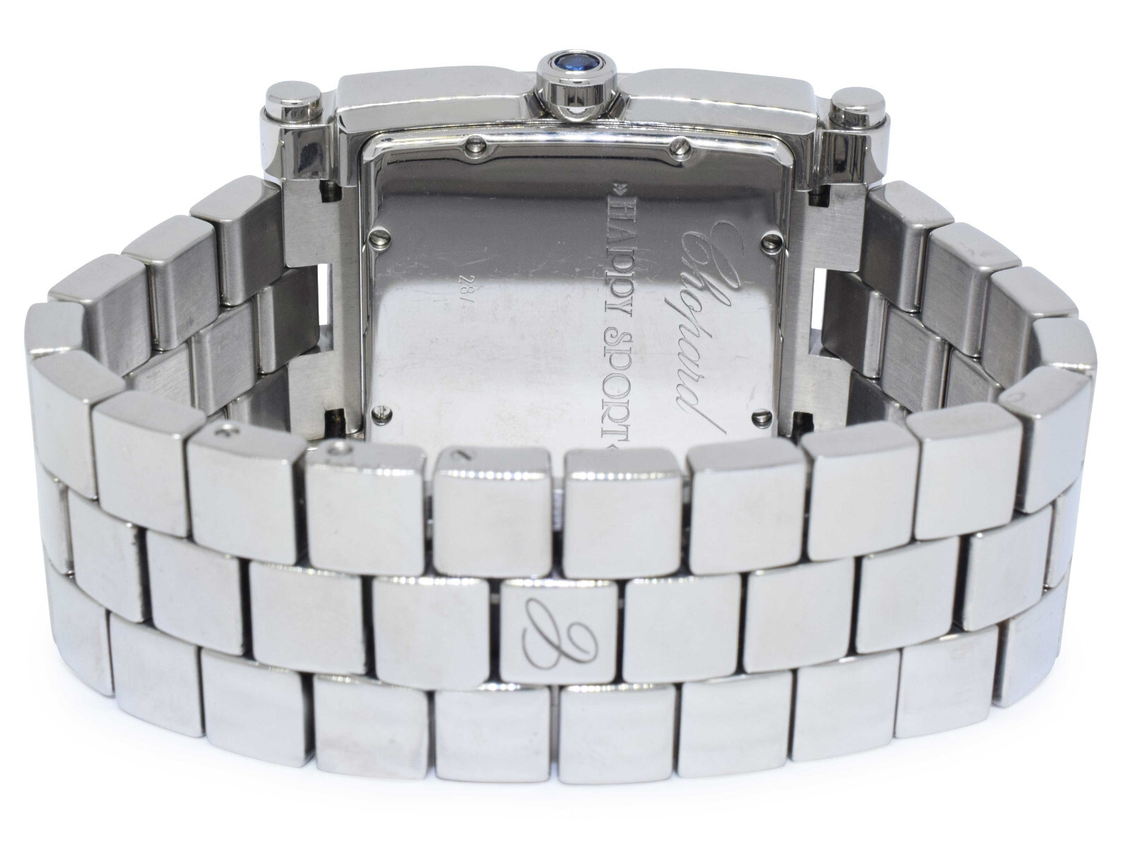 Chopard Happy Sport Square XL Stainless Steel MOP Diamond Watch 28-8448/20