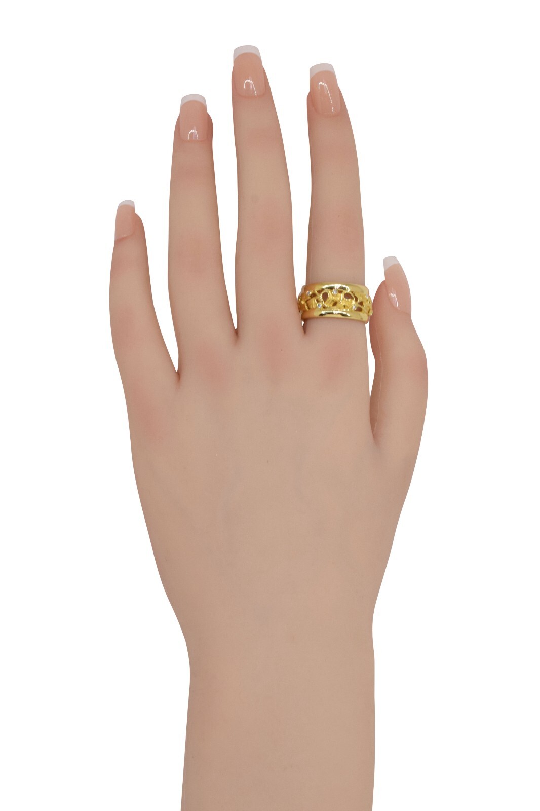 Carrera Y Carrera 18k Yellow Gold Floral Motif & Diamond Band Ring Size 7.25