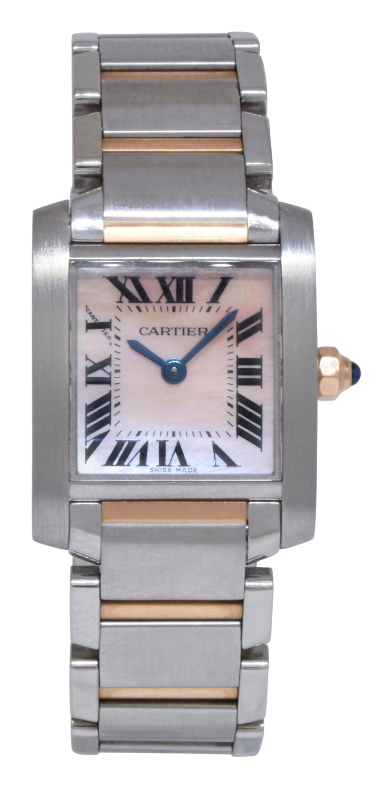 Cartier Tank Francaise Small 18k Rose Gold/Steel Pink MOP Dial Ladies Watch 2384