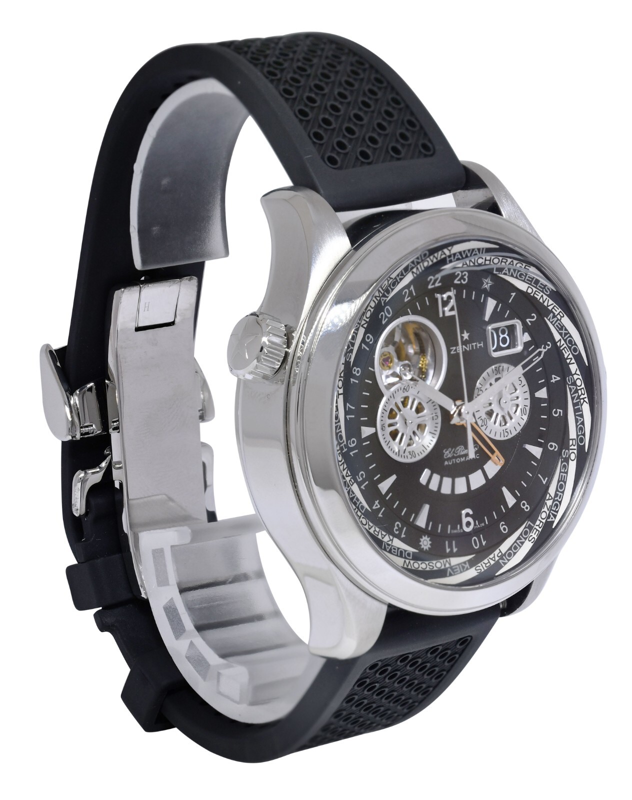 Zenith El Primero Grande Class Traveler Steel Open Multicity Watch 03.0520.4037