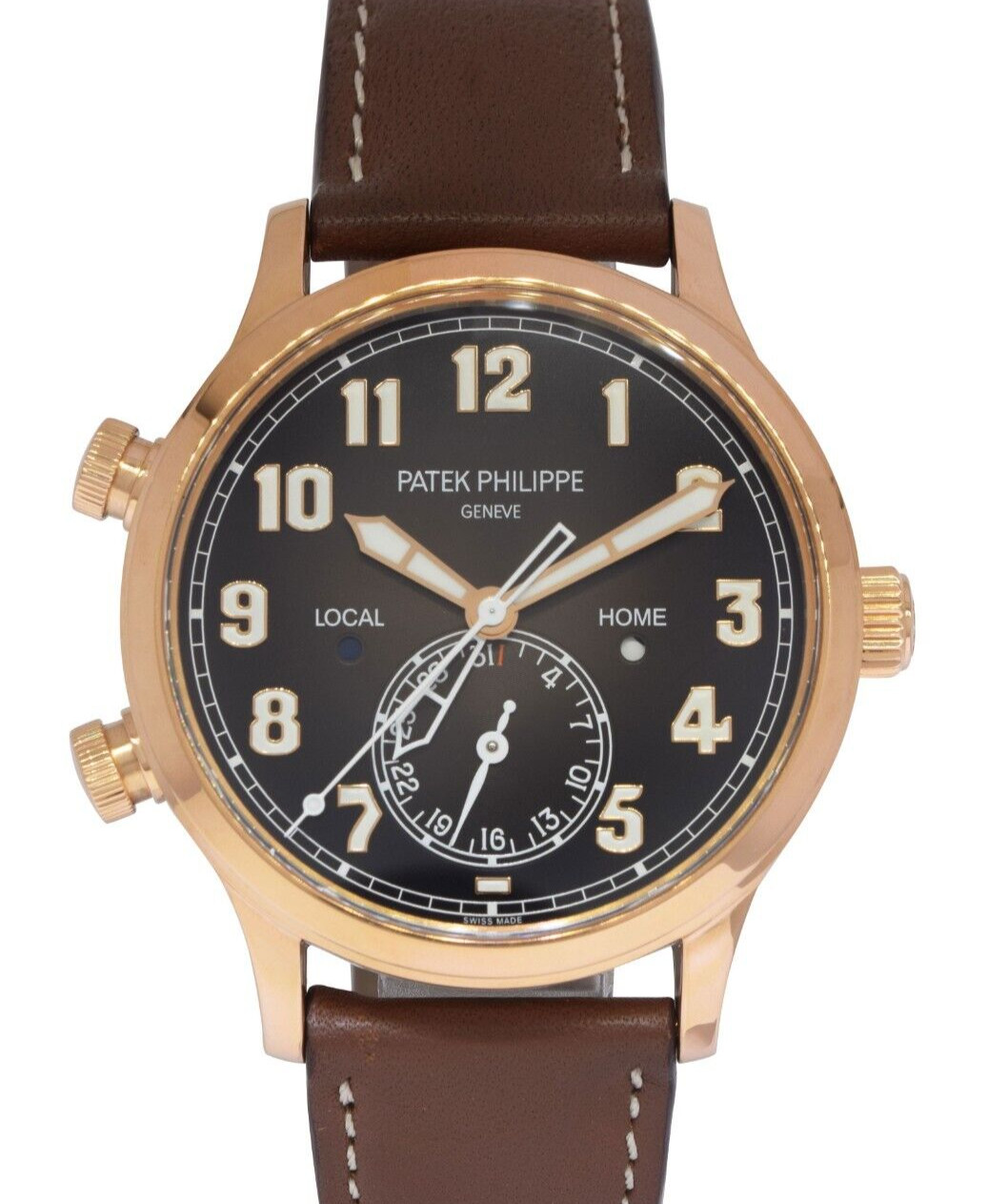 Patek Philippe Calatrava Pilot Travel Time 5524 18k Rose Gold 42mm Watch 5524R