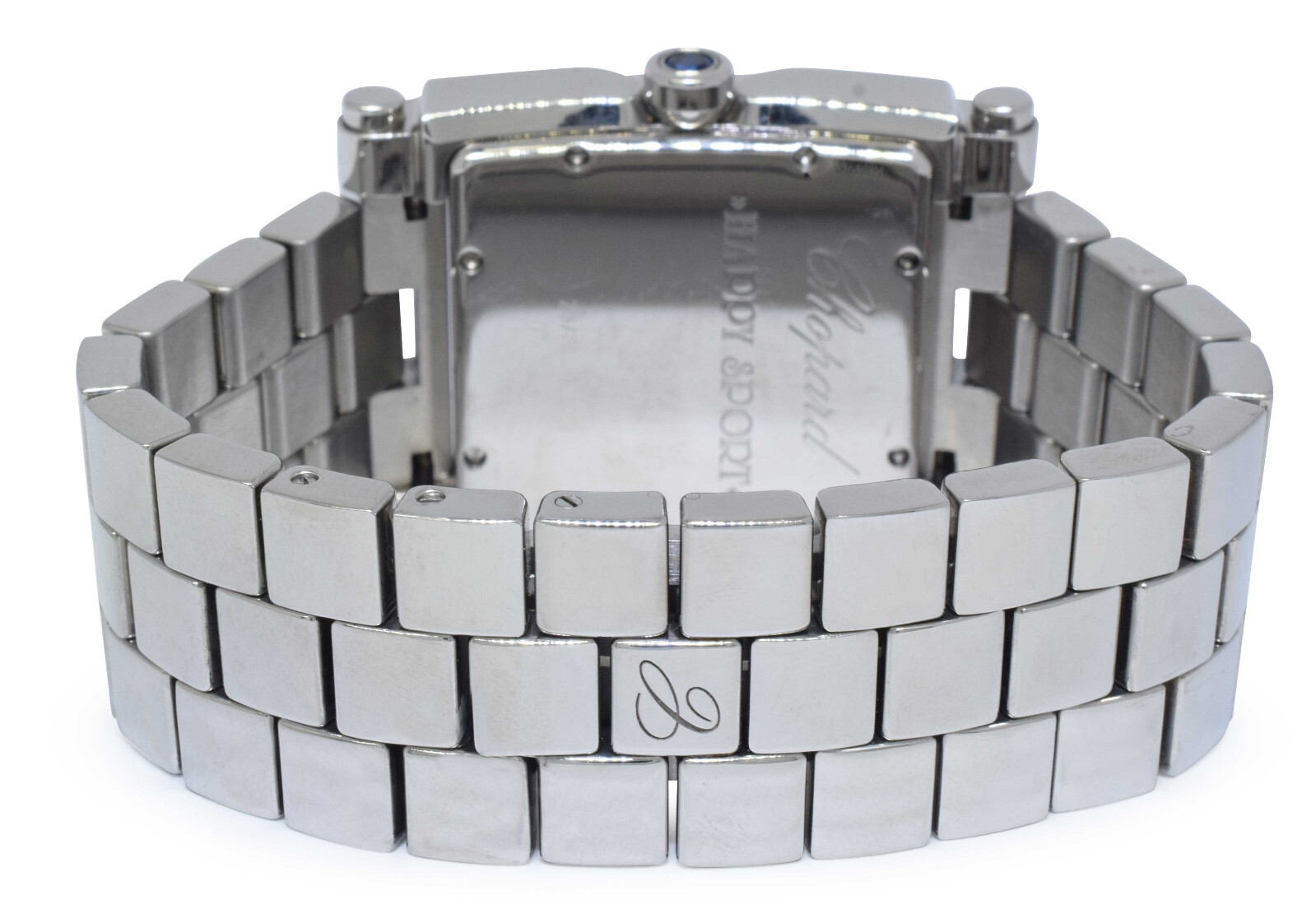 Chopard Happy Sport Square XL Stainless Steel MOP Diamond Watch 28-8448/20