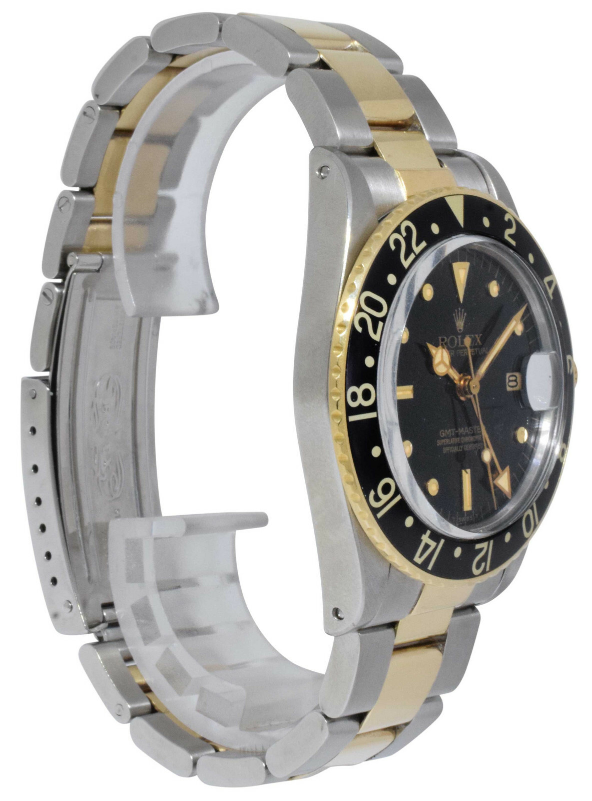 Rolex GMT-Master Oyster 14k Gold/Steel Black Nipple Dial 40mm Watch '79 16753