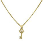 Chopard Happy Diamond Key Pendant 18k Yellow Gold 2mm Chain Necklace 16'' Chopard Happy Diamond Key Pendant 18k Yellow Gold 2mm Chain Necklace 16''