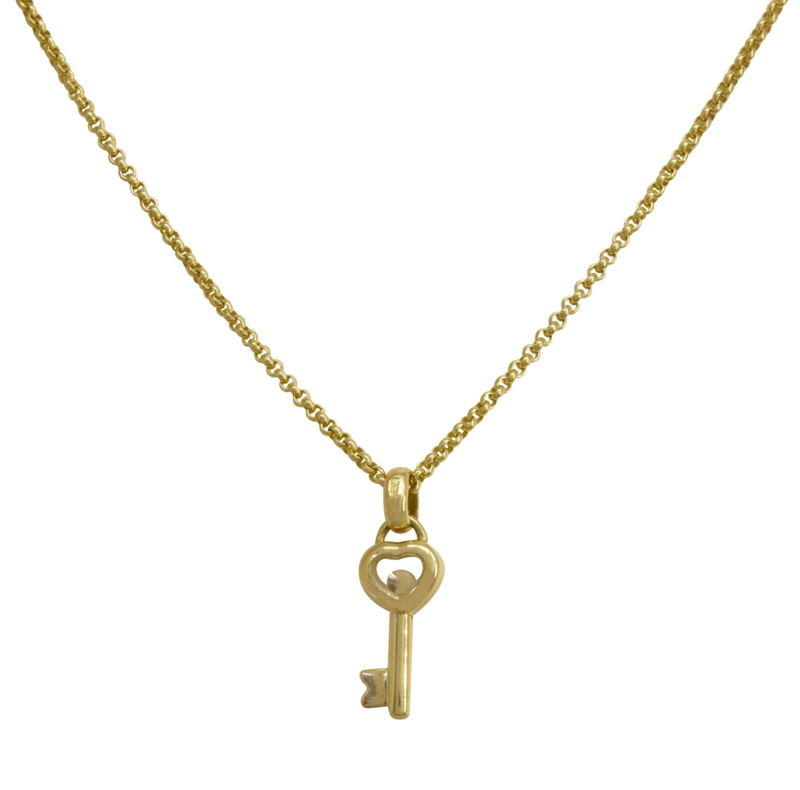 Chopard Happy Diamond Key Pendant 18k Yellow Gold 2mm Chain Necklace 16''