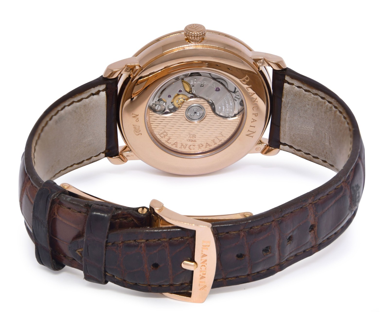 Blancpain Villeret Ultra Slim Rose Gold Retrograde Watch +Card 6653Q-3642-55B