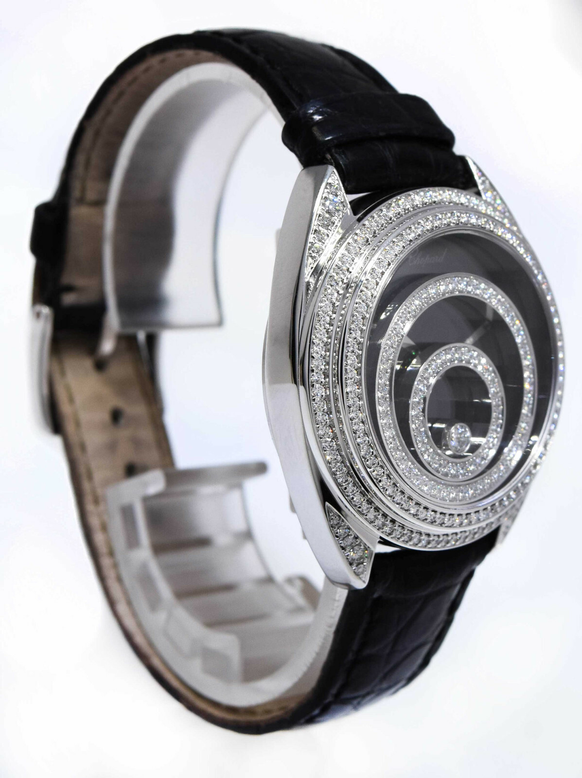 Chopard Happy Spirit 18K WG Black Dial w/ Diamond Ladies 32mm Watch 20/7061-20