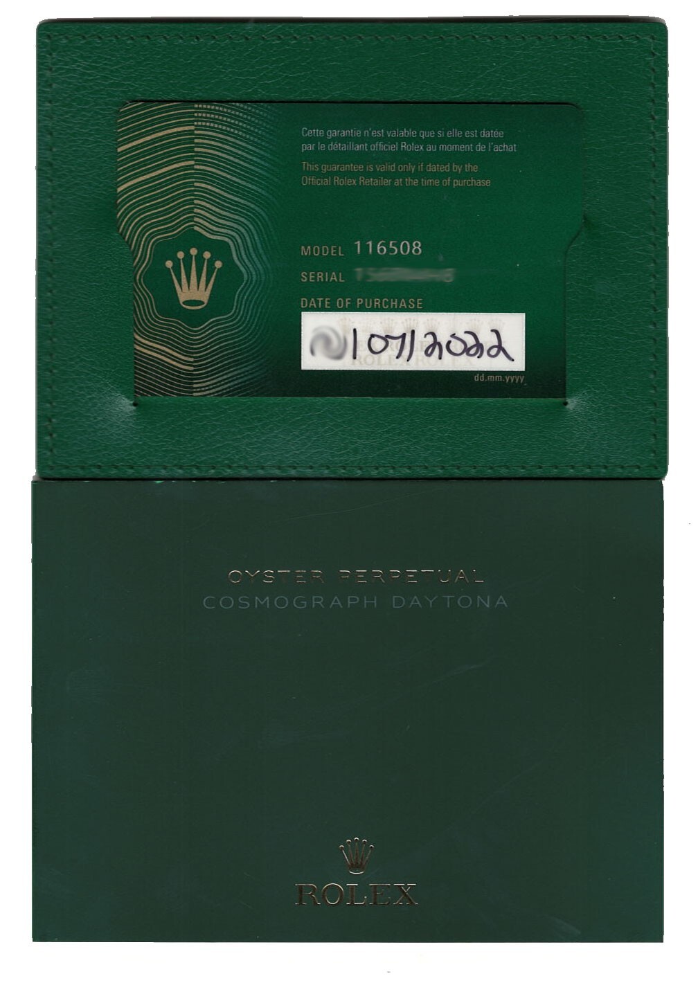 NOS Rolex Daytona Chronograph Yellow Gold Green Dial 40mm Watch B/P '22 116508 NOS Rolex Daytona Chronograph Yellow Gold Green Dial 40mm Watch B/P '22 116508