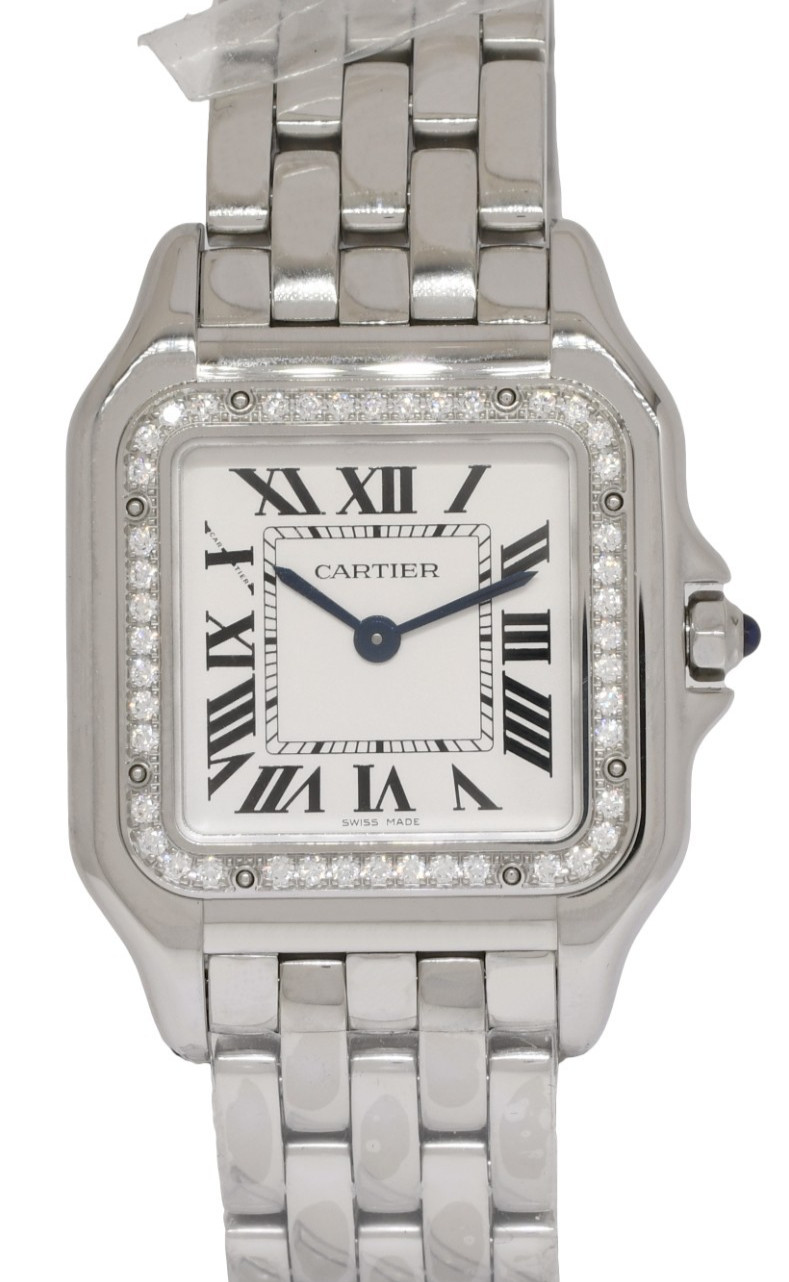 NEW Cartier Panthere Medium Steel & Diamond Ladies Quartz Watch W4PN0018 4016